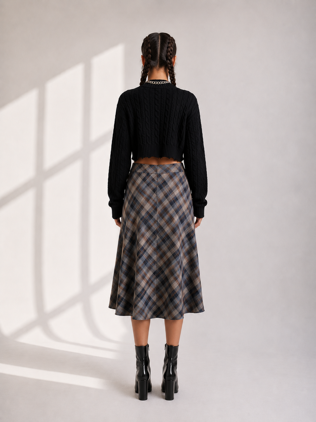 Pandora Vintage Plaid Midi Skirt