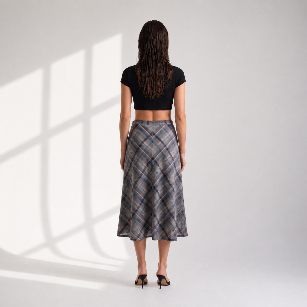 Pandora Vintage Plaid Midi Skirt