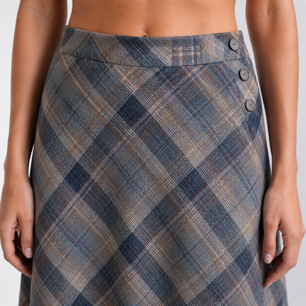 Pandora Vintage Plaid Midi Skirt