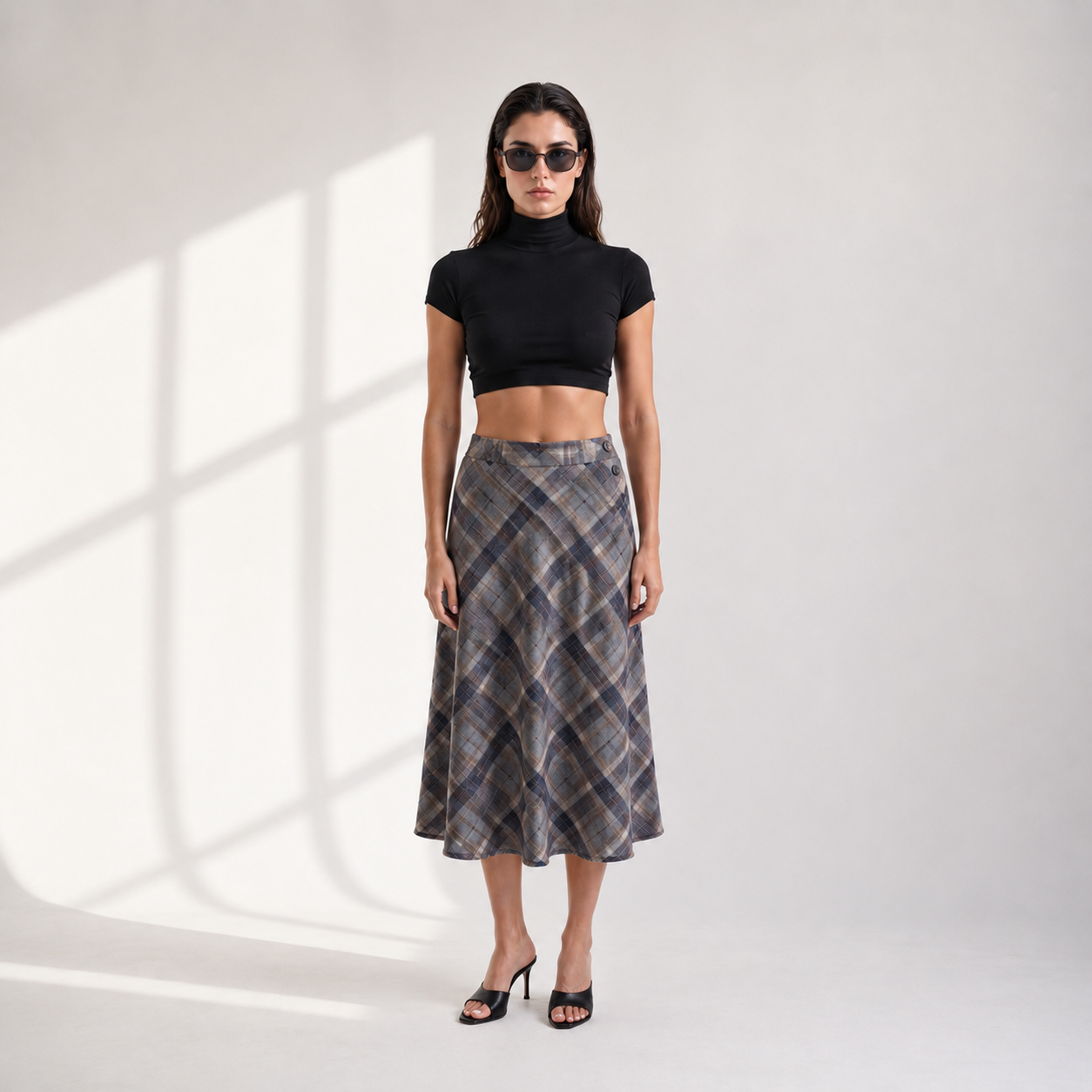 Pandora Vintage Plaid Midi Skirt