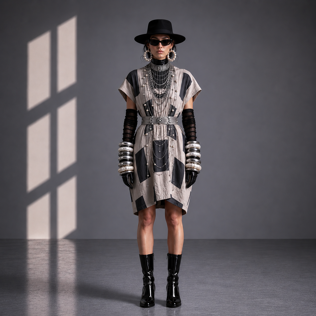 African Grey White Dress