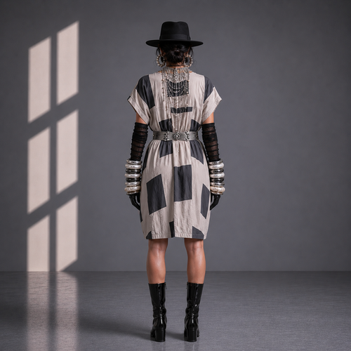 African Grey White Dress