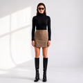 Camel check mini skirt
