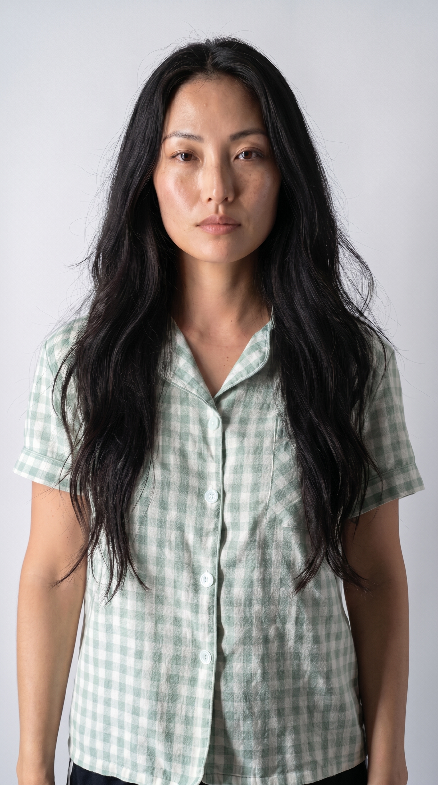 Sage Gingham Camp Shirt with Glitter Detail