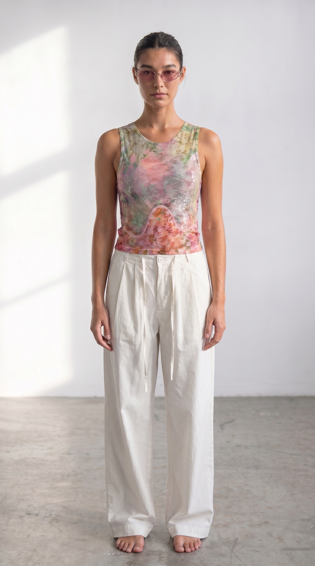 Collina Strada Mesh Floral Tank