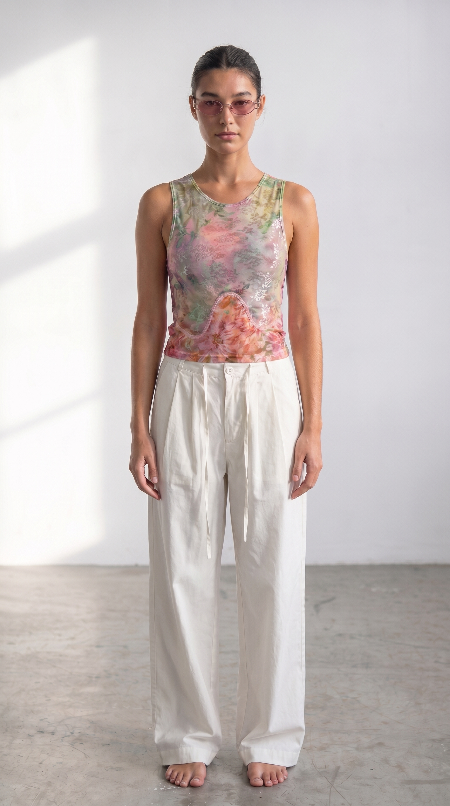 Collina Strada Mesh Floral Tank