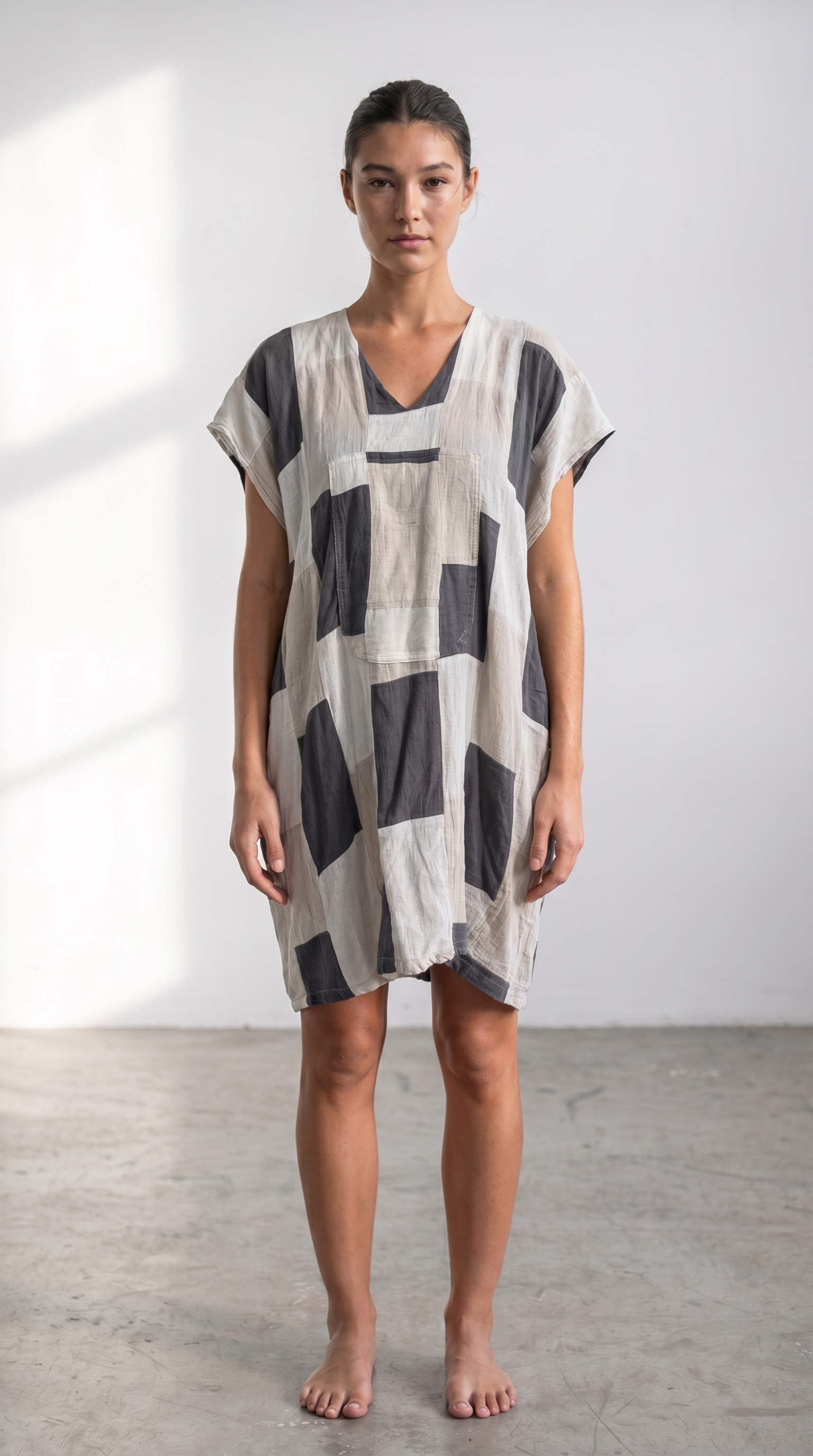 African Grey White Dress